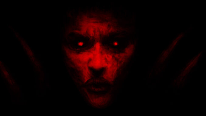 Demonic Face red on black